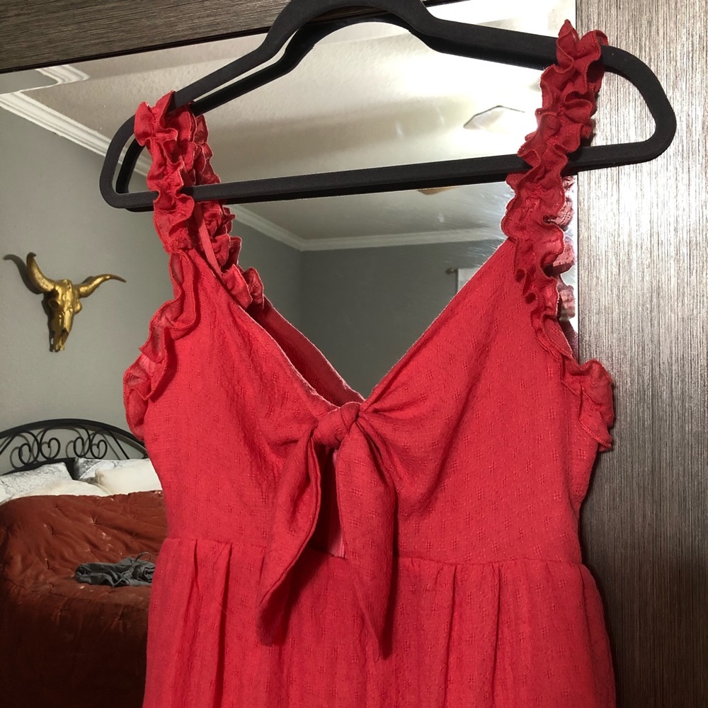 Saints + Secrets Pink Ruffle Tie Front Dress Med. - Picture 2 of 10